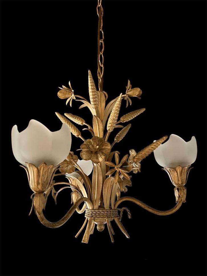 Vintage Hans Kögl kroonluchter, Huis en Inrichting, Lampen | Kroonluchters, Zo goed als nieuw, Glas, Metaal, Ophalen of Verzenden