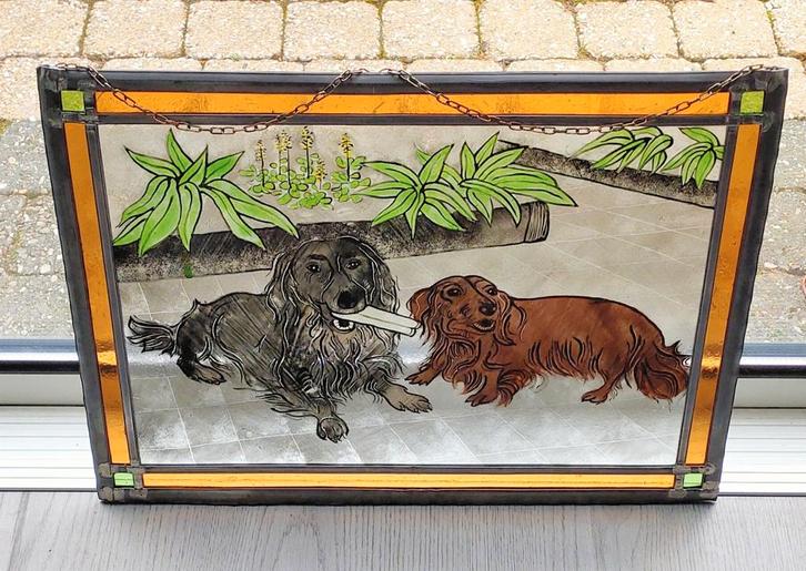 Glas in lood honden, Huis en Inrichting, Woonaccessoires | Overige, Ophalen of Verzenden