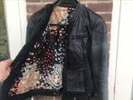 Biker jasje leer en canvas maat 36, Ophalen of Verzenden, Jasje, Maat 36 (S), Grijs