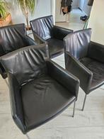 Zwarte leren fauteuils (samen weg voor €30), Ophalen, Gebruikt, Leer