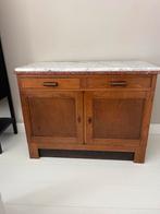 Antieke Amsterdamse school kast dressoir commode marmer wit, Huis en Inrichting, 100 tot 150 cm, Ophalen of Verzenden, Zo goed als nieuw