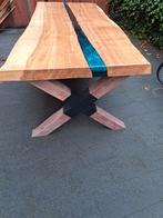 Epoxy boomstamtafel met rivier, Huis en Inrichting, Tafels | Eettafels, Ophalen, 200 cm of meer, 50 tot 100 cm, Zo goed als nieuw