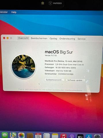 MacBook Pro 13" 2014, 16GB RAM, 2.8GHz i5 beschikbaar voor biedingen