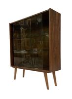 Vintage Wandkast Kast vitrine Jaren 60 Design glas, Met deur(en), Glas, Ophalen