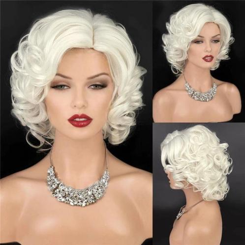 Marilyn Monroe pruik platinablond kort met krullen zonder po, Sieraden, Tassen en Uiterlijk, Uiterlijk | Haarverzorging, Nieuw
