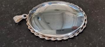 Zilveren vintage hanger met grote hematiet  beschikbaar voor biedingen