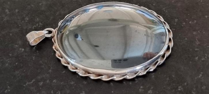 Zilveren vintage hanger met grote hematiet, Sieraden, Tassen en Uiterlijk, Kettinghangers, Zo goed als nieuw, Zilver, Zilver, Verzenden