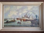 Maashaven Rottterdam mooi groot havengezicht van Wim Bos, Antiek en Kunst, Kunst | Schilderijen | Klassiek, Ophalen