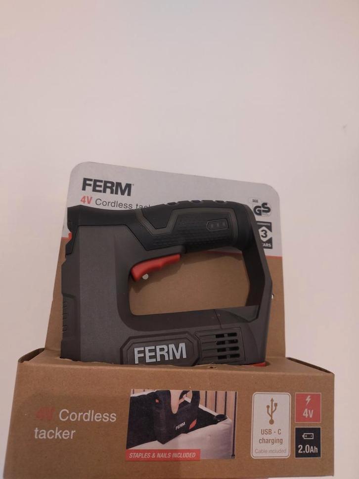 FERM Accu Nietmachine + Spijkers, Doe-het-zelf en Verbouw, Gereedschap | Handgereedschap, Zo goed als nieuw, Ophalen