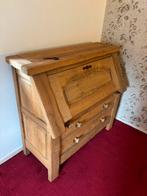 Eikenhouten secretaire met lederen schrijfmat & opberglades, Ophalen, Zo goed als nieuw, Eikenhout