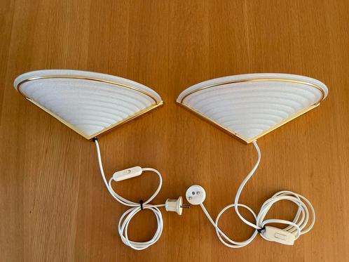 Vintage Massive wandlampen - twee stuks - Hollywood regency, Huis en Inrichting, Lampen | Wandlampen, Zo goed als nieuw, Glas
