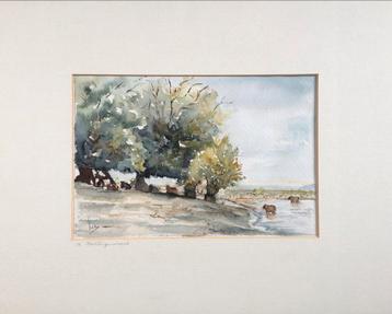 Aquarel Millingerwaard Ooipolder Nijmegen beschikbaar voor biedingen