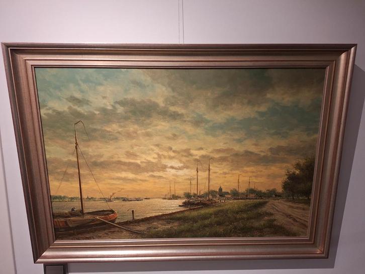 H.J. van Wijngaarden Riviergezicht in Topstaat, Antiek en Kunst, Kunst | Schilderijen | Klassiek, Ophalen