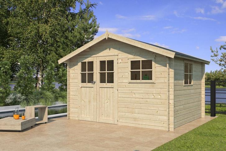 Kwaliteit Blokhut Berging Schuur Tuinhuis Caribou 355x295, Tuin en Terras, Palen, Balken en Planken, Nieuw, Ophalen of Verzenden