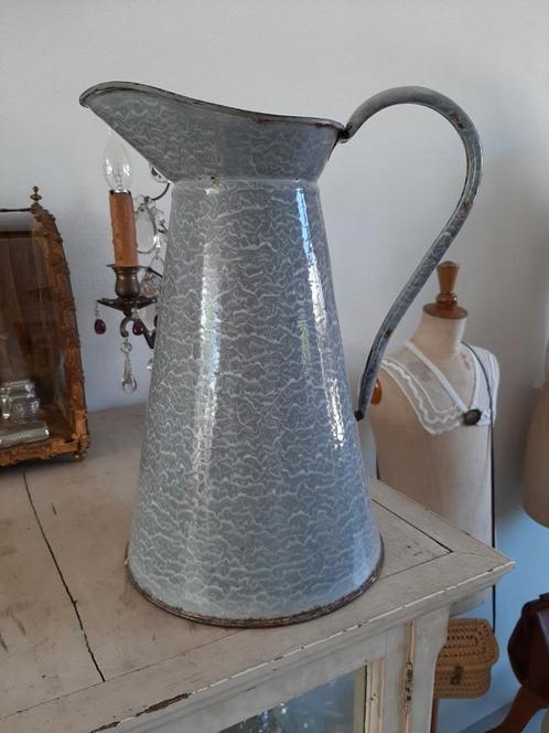 OUD  ...  GRIJS GEWOLKT  .....   EMAILLE ... LAMPETKAN, Antiek en Kunst, Antiek | Emaille, Ophalen of Verzenden