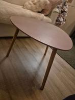 Bijzettafeltje oud roze geverfd, Huis en Inrichting, Tafels | Bijzettafels, Minder dan 55 cm, Rond, Zo goed als nieuw, Hout