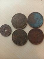 Nederlandsch Indië, 0,5 cent, 1 cent en 4x 2,5 cent 1945, Ophalen of Verzenden, Koningin Wilhelmina, Setje