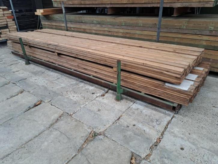 vuren vloerplanken 430 cm, tand&groef, plank., Tuin en Terras, Palen, Balken en Planken, Gebruikt, Planken, 250 cm of meer, Ophalen