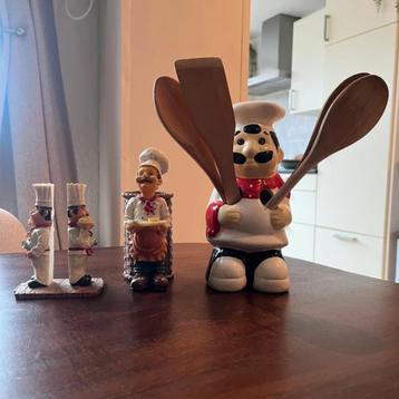 kok vintage keukengerei set: lepel-, bestek- en tissuehouder beschikbaar voor biedingen