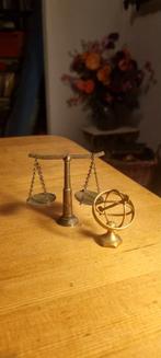 Miniatuur Weegschaal & Zonnewijzer Messing, Ophalen of Verzenden