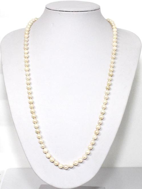 Prachtige 65 CM Akoya Zoutwater Parel Ketting, Sieraden, Tassen en Uiterlijk, Antieke sieraden, Ketting, Zilver, Met edelsteen