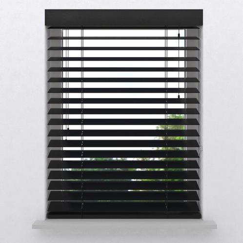 Houten jaloezie 65 mm Nature - Zwart, Huis en Inrichting, Stoffering | Gordijnen en Lamellen, Nieuw, 100 tot 150 cm, 100 tot 150 cm
