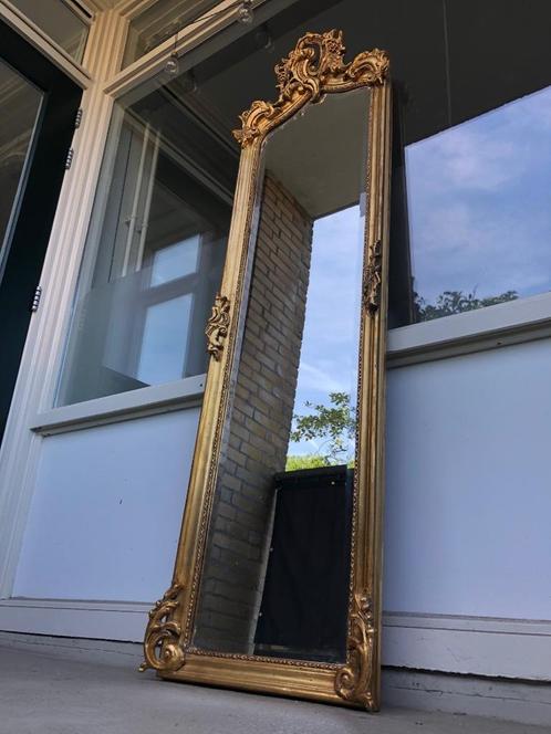 Prachtige lange gouden barok spiegel (facet geslepen), Huis en Inrichting, Woonaccessoires | Spiegels, Zo goed als nieuw, 50 tot 75 cm