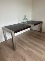 Eiken eettafel met RVS (2.17 x 99)., Ophalen, 50 tot 100 cm, Zo goed als nieuw, Vijf personen of meer