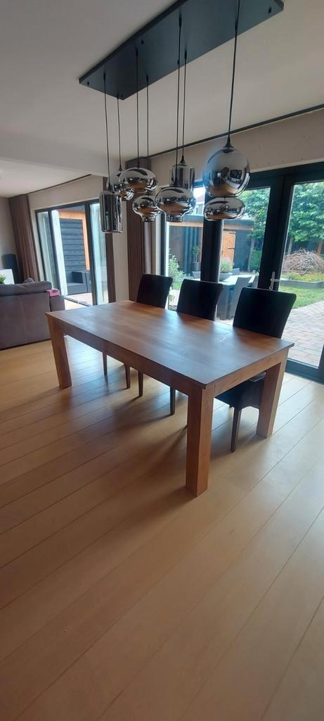 teak tafel 2x1 evt met stoelen, Huis en Inrichting, Tafels | Eettafels, Gebruikt, 50 tot 100 cm, Vijf personen of meer, Rechthoekig