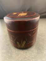 Antiek Japans lakdoosje / snuisterijendoosje schildpad decor, Antiek en Kunst, Ophalen of Verzenden