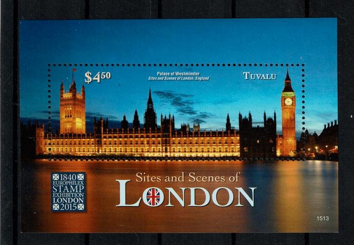 TUVALU 2015 PF BLOK LONDON ENGELLAND GEBOUWEN SKY LINE, Postzegels en Munten, Postzegels | Thematische zegels, Postfris, Overige thema's