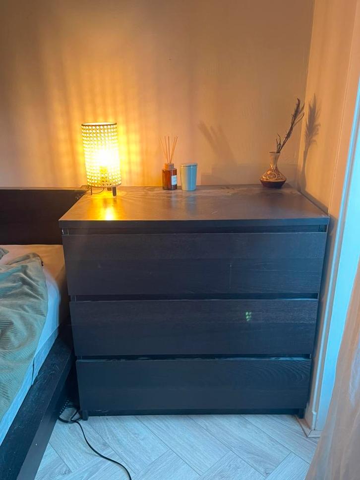 2x Malm Zwartbruin Ladekast, Huis en Inrichting, Kasten | Dressoirs, Gebruikt, 50 tot 100 cm, 25 tot 50 cm, Met lade(s), Overige materialen