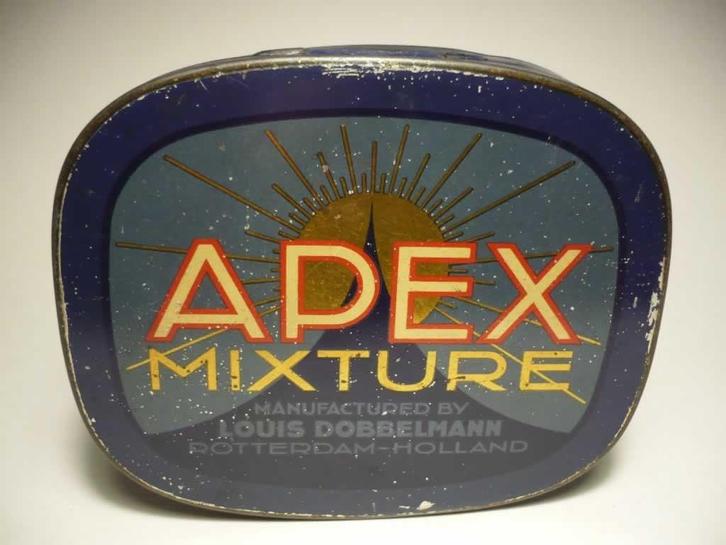 Tabaksblik 'Apex mixture', Rotterdam Holland., Verzamelen, Rookartikelen, Aanstekers en Luciferdoosjes, Gebruikt, Tabaksdoos of Verpakking