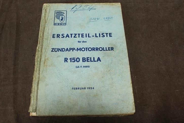 Zündapp R150 Bella motorroller 1954 ersatzteil liste scooter, Motoren, Handleidingen en Instructieboekjes, Overige merken, Verzenden