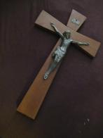 INRI Antiek Kruis op eikenhout 50x30 cm, Antiek en Kunst, Ophalen of Verzenden
