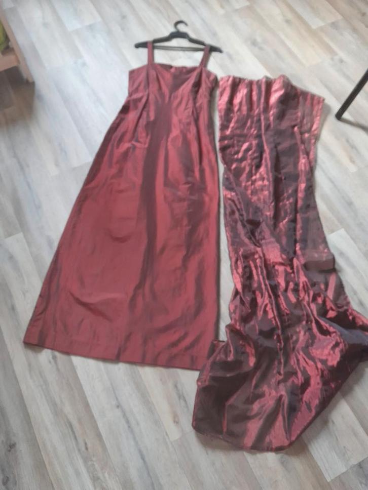 Elegante galajurk maat S met stola, Kleding | Dames, Gelegenheidskleding, Zo goed als nieuw, Galajurk, Maat 36 (S), Rood, Ophalen of Verzenden