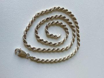Zilveren koordketting, rope chain 45 cm beschikbaar voor biedingen