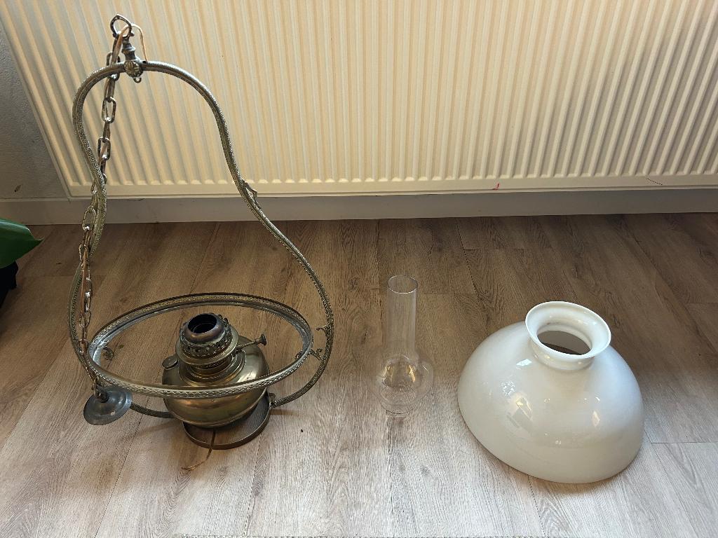 Koperen olielamp hangend, Antiek en Kunst, Ophalen