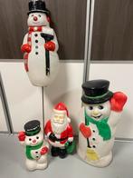 Vintage Blow-Mold 4 Kerstfiguren Sneeuwpoppen & Kerstman, Diversen, Kerst, Ophalen