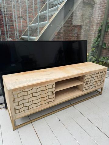 Tv meubel hout met goud