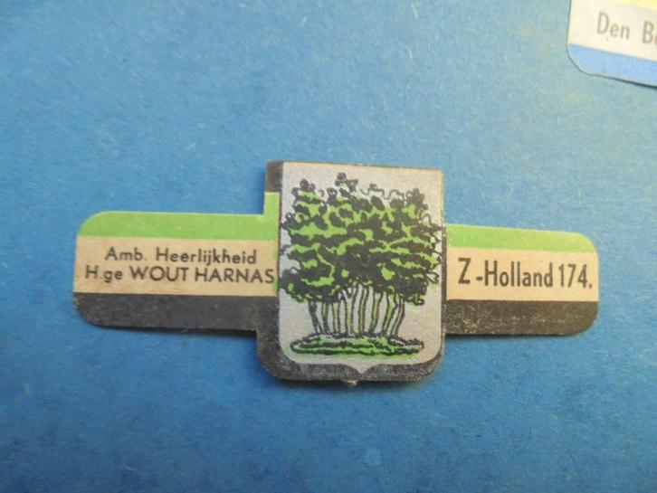 Oude sigarenband stadswapen Hoog- en Wout Harnasch, DELFT, Verzamelen, Rookartikelen, Aanstekers en Luciferdoosjes, Zo goed als nieuw