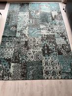 Blauw retro vloerkleed (200x290), Ophalen, Gebruikt, Blauw, Rond