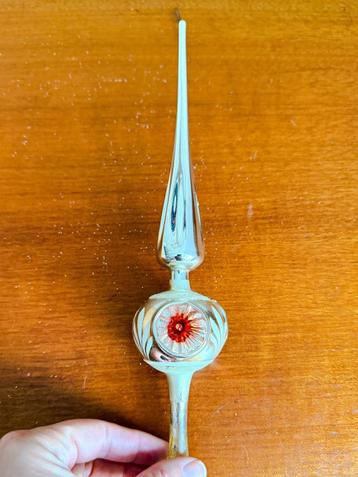 Vintage glazen deukpiek - kerstboompiek - zilver, rood beschikbaar voor biedingen