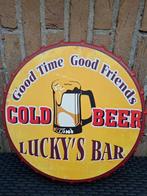 Reclamebord Cold Beer Lucky's Bar, Verzamelen, Ophalen of Verzenden, Nieuw, Reclamebord, Plaat of Schild, Overige merken