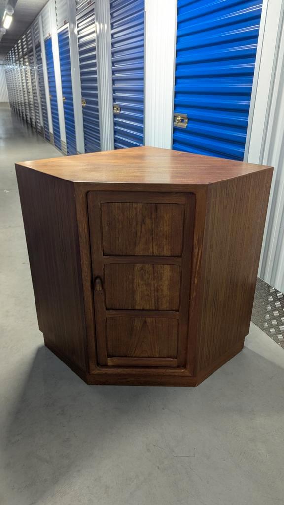 Vintage Teakhouten Hoekkast - Mid Century Design, Huis en Inrichting, Kasten | Buffetkasten, Gebruikt, Minder dan 100 cm, 50 tot 100 cm