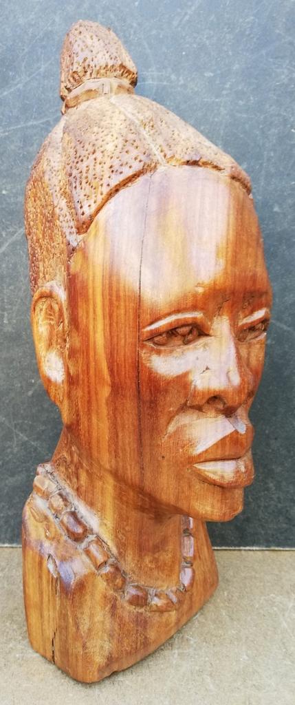 Borstbeeld. Afrikaanse vrouw. Hardhout. 34 cm., Antiek en Kunst, Kunst | Niet-Westerse kunst, Ophalen