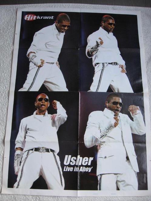 Usher - Poster uit Hitkrant jaren 2003-09, Verzamelen, Muziek, Artiesten en Beroemdheden, Gebruikt, Poster, Artwork of Schilderij