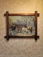 geborduurd schilderij met houten lijst winterlandschap, Ophalen, 50 tot 75 cm, Zo goed als nieuw, Schilderij