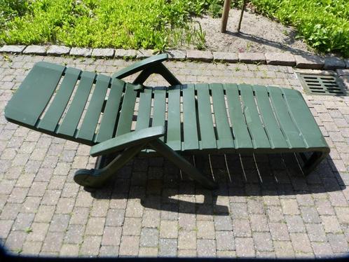 Hartman ligstoel strandligstoel verstelbare rugleuning groen, Tuin en Terras, Ligbedden, Gebruikt, Kunststof, Inklapbaar, Verstelbaar