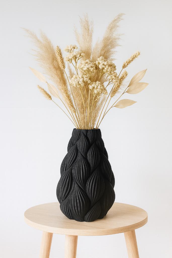 Moderne vaas 'Ripple Flower' – stijlvol zwart design, Huis en Inrichting, Woonaccessoires | Vazen, Nieuw, Zwart, Minder dan 50 cm